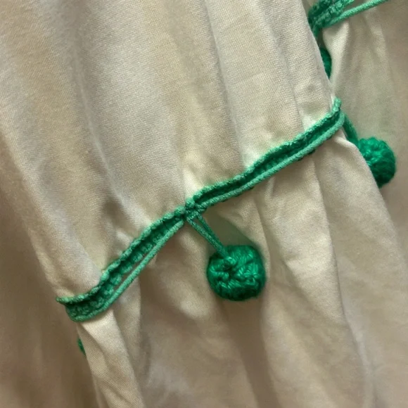 NWT Crown & Ivy White Tiered Maxi Dress with Colorful Pom Pom Trim - Size Large - Picture 4 of 10